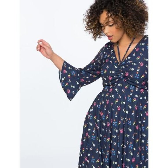 Eloquii Flare Sleeve Dress With Halter Detail 24 - Picture 4 of 4